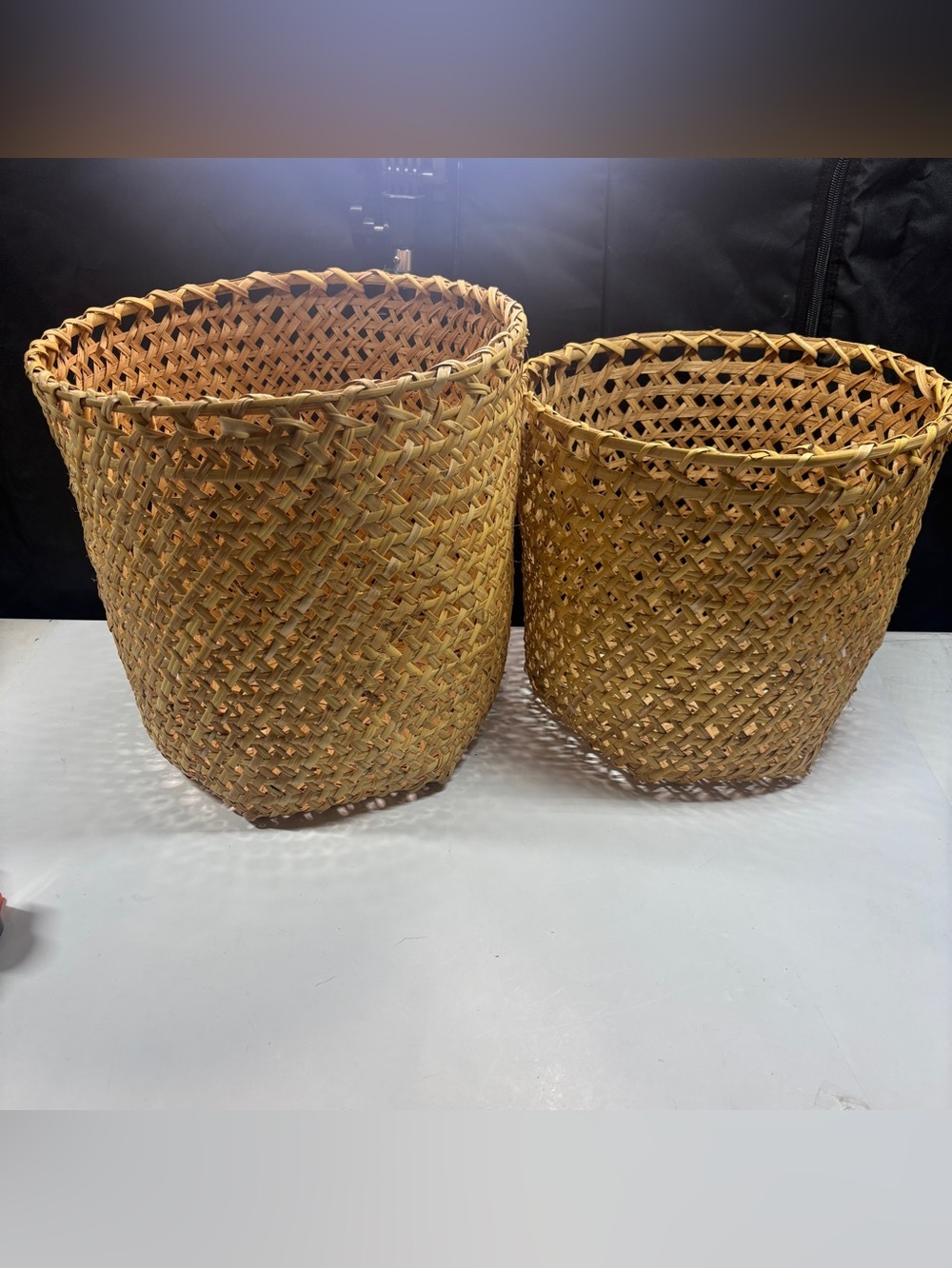 Set of woven nesting baskets vintage grandma core cottage